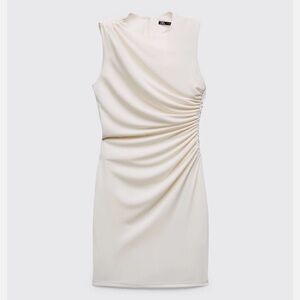 Zara gathered mini dress - cream - size S - NWOT